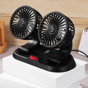 Dual Head 12V Car Cooling Fan – Adjustable Dashboard Air Circulation Fan